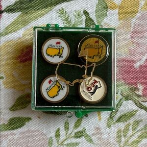 Masters Golf Ball Marker and Flag Set in Green, Yellow, White